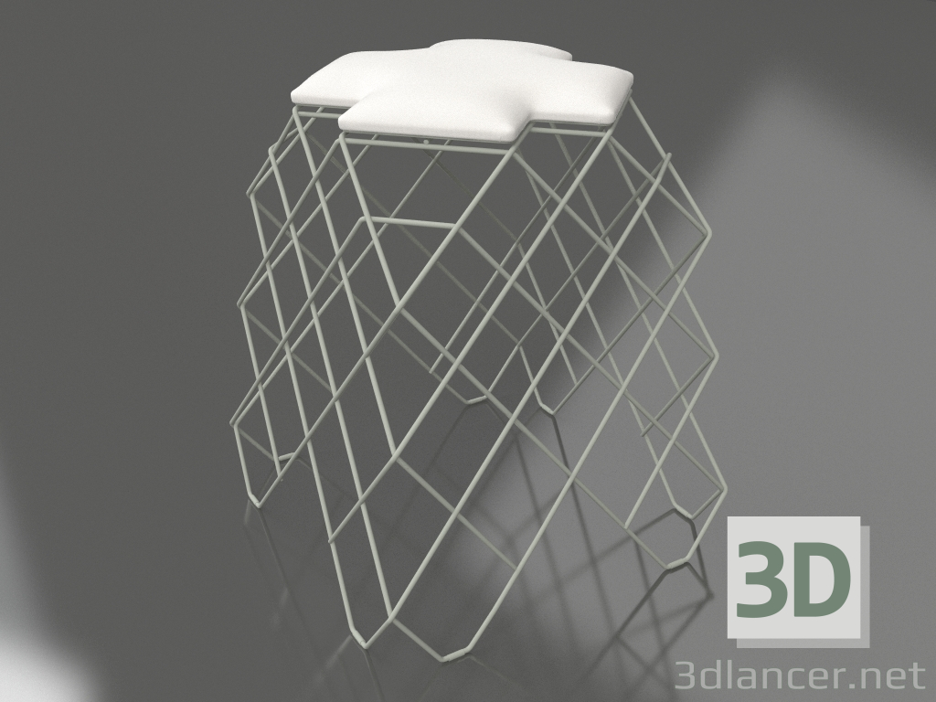 3d model Taburete bajo (Gris cemento) - vista previa