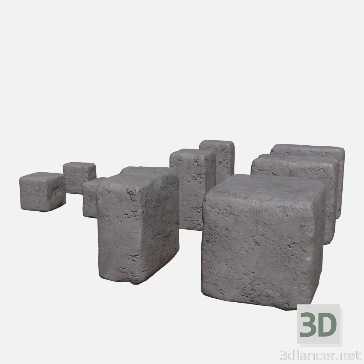 3d Old bricks collection model buy - render