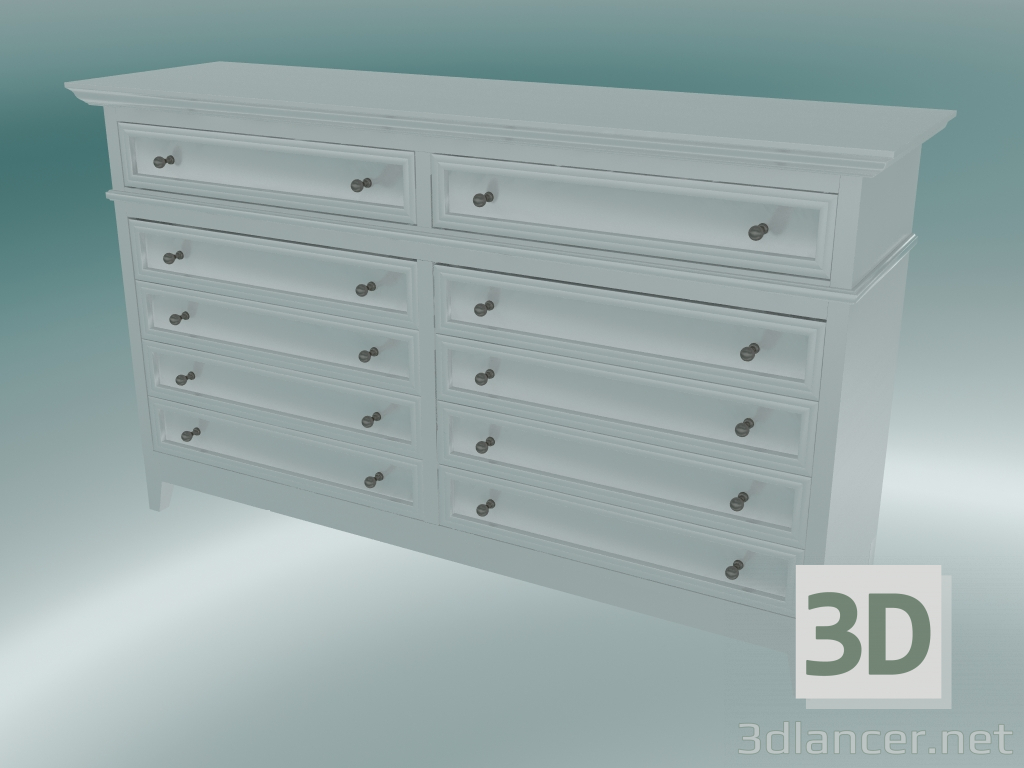 3d model Cajonera con 10 cajones (blanco) - vista previa