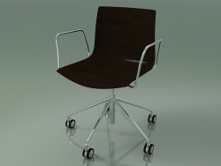 Silla 0291 (5 ruedas, con reposabrazos, sin tapizado, wengué)