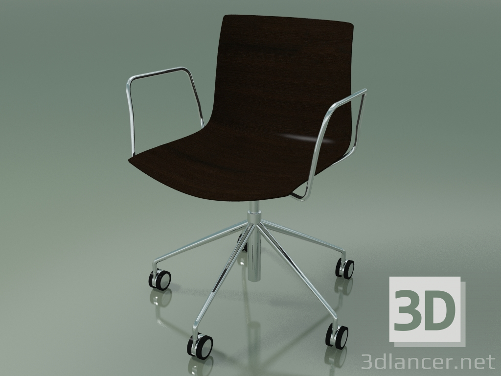 modèle 3D Chaise 0291 (5 roues, avec accoudoirs, sans rembourrage, wengé) - preview