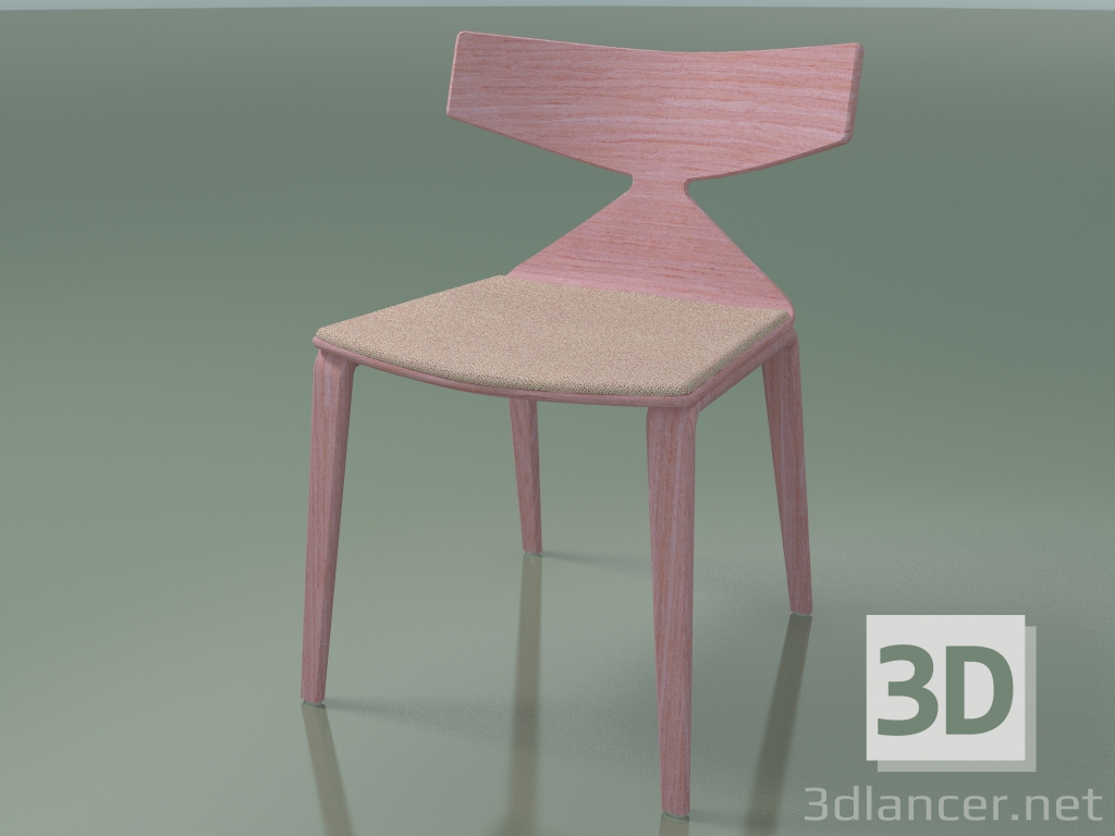 3D modeli Sandalye 3714 (4 ahşap ayak, koltukta bir yastık ile, Pembe) - önizleme