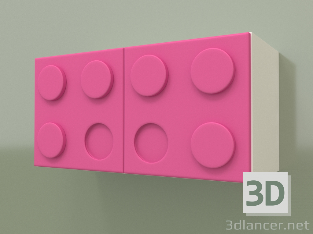 3D Modell Horizontales Kinderwandregal (Rosa) - Vorschau