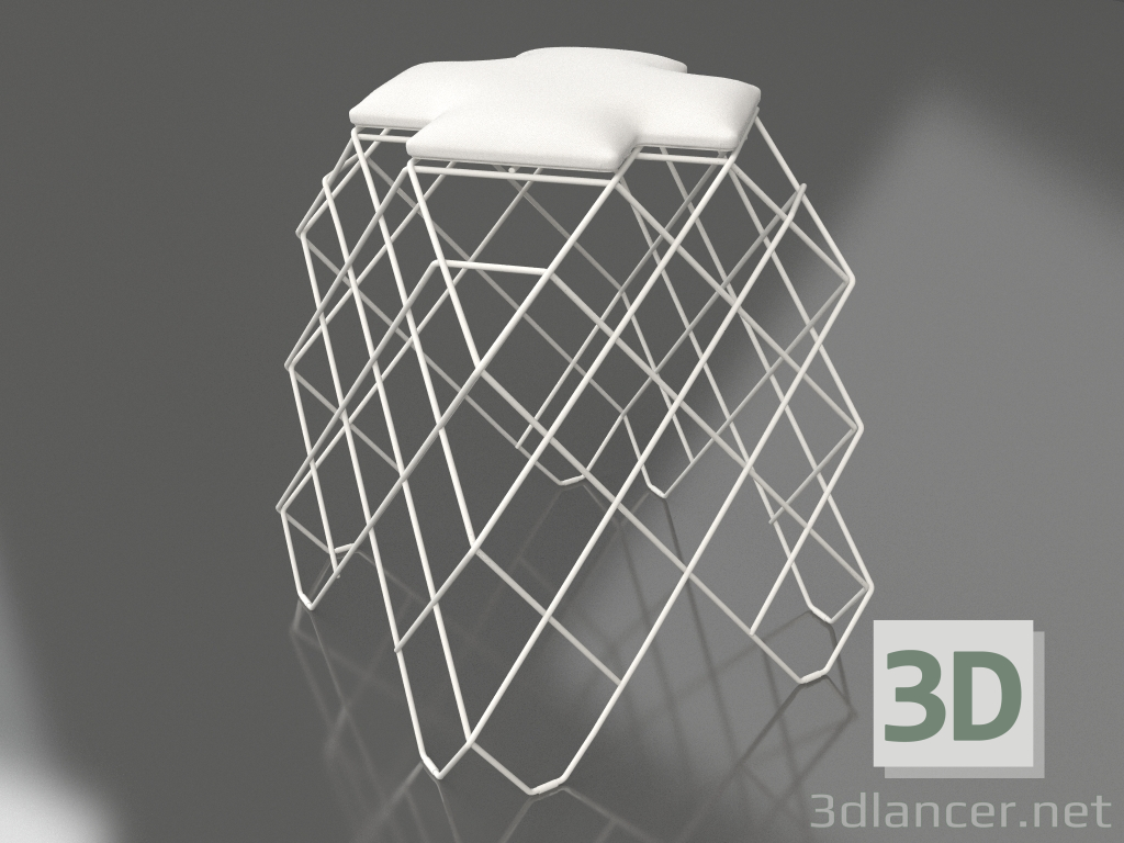 3d model Taburete bajo (gris ágata) - vista previa