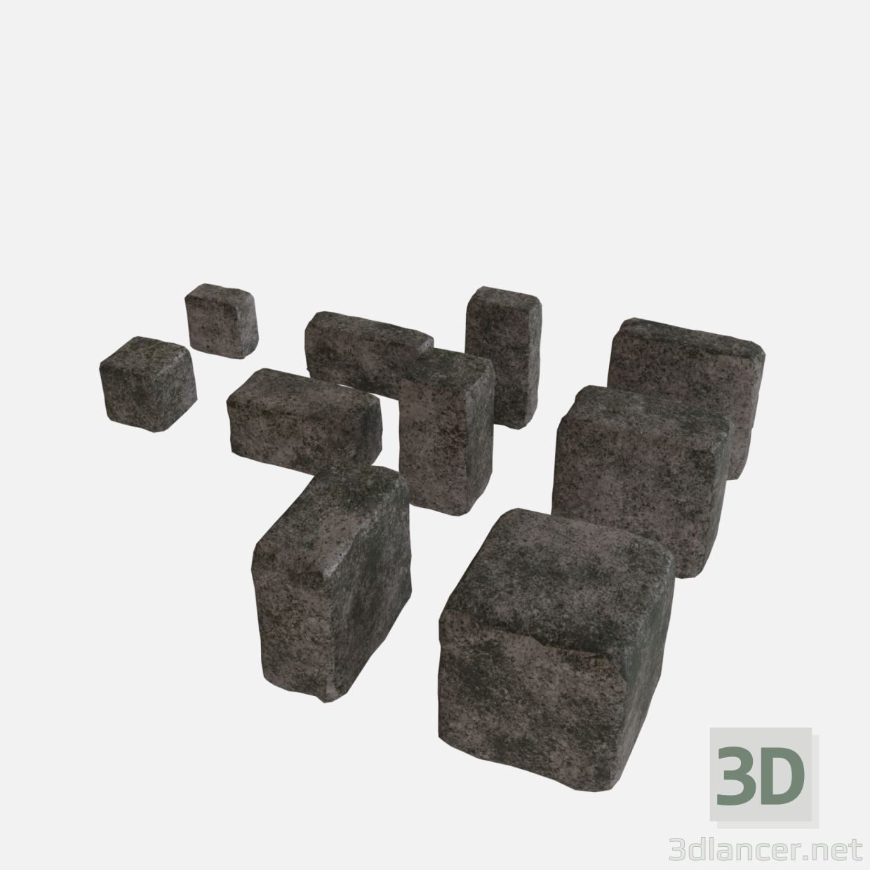 3d Old dirty bricks collection model buy - render