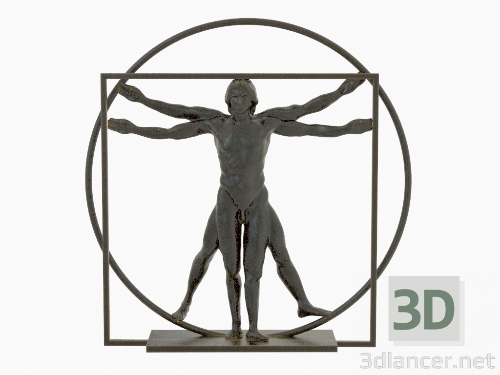 3D Modell Skulptur aus Bronze Der vitruvianische Mann Leonardo Da Vinci - Vorschau