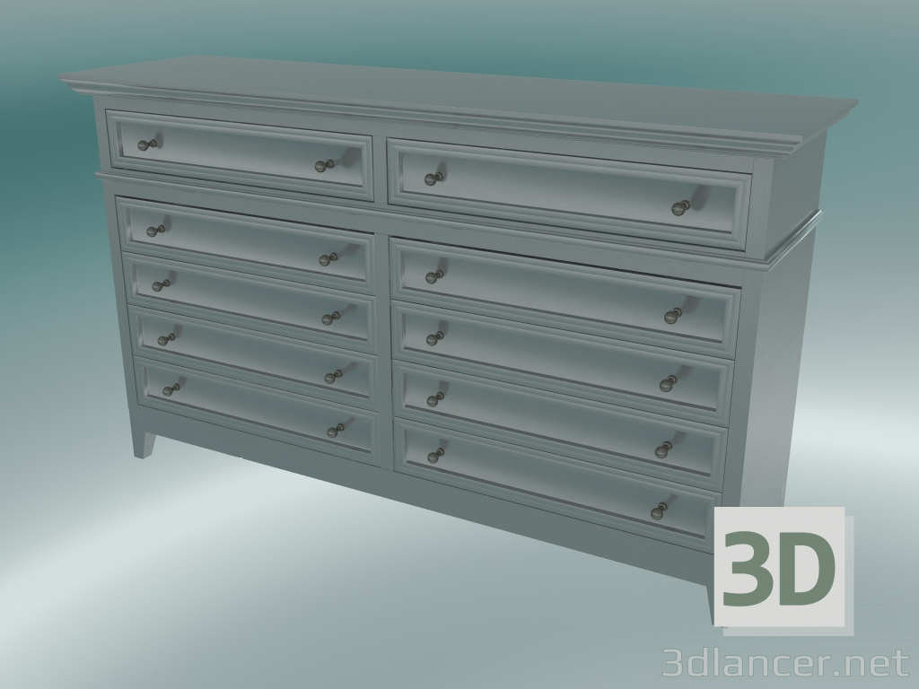 3d model Cajonera con 10 cajones (gris-verde) - vista previa