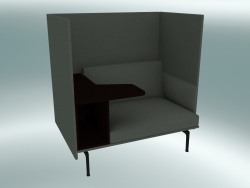 Fauteuil avec dossier haut et table Outline, gauche (Fiord 961, noir)