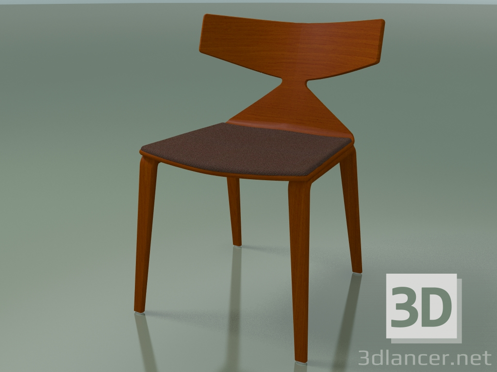 3D modeli Sandalye 3714 (4 ahşap ayak, koltukta bir yastık ile, Turuncu) - önizleme