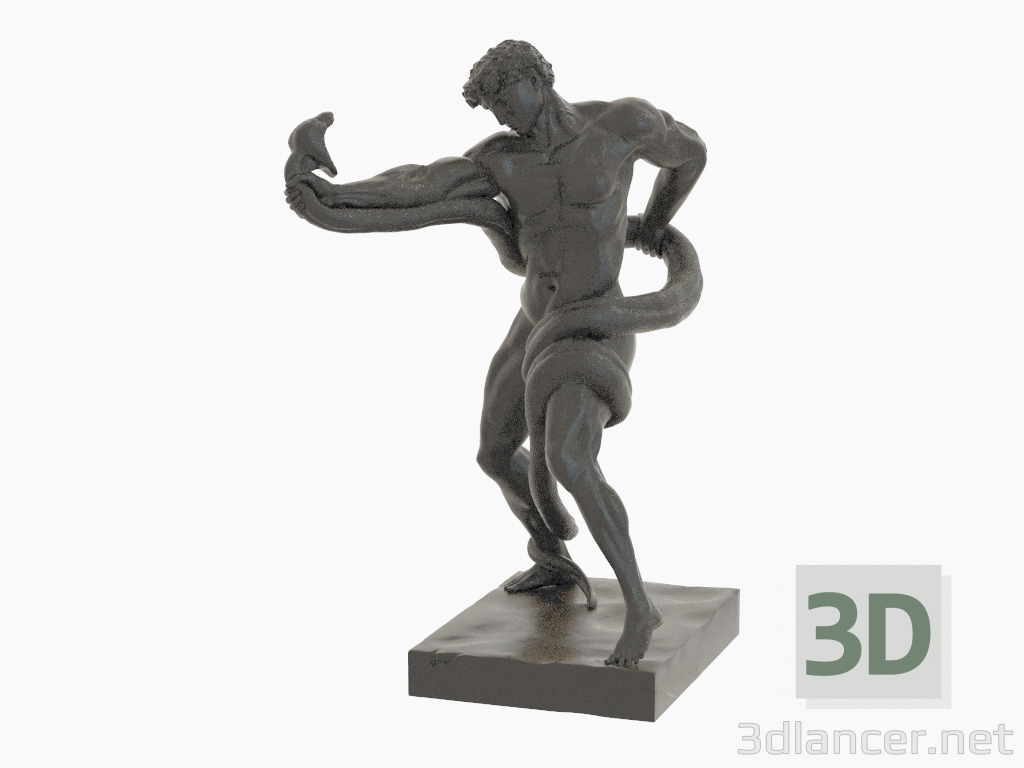 3d модель Скульптура из бронзы Athlete wrestling a python – превью