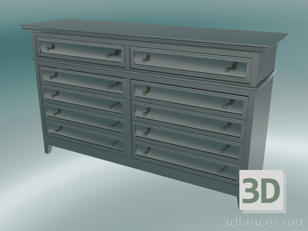 3d model Chest of drawers with 10 drawers (Black-Brown) - preview