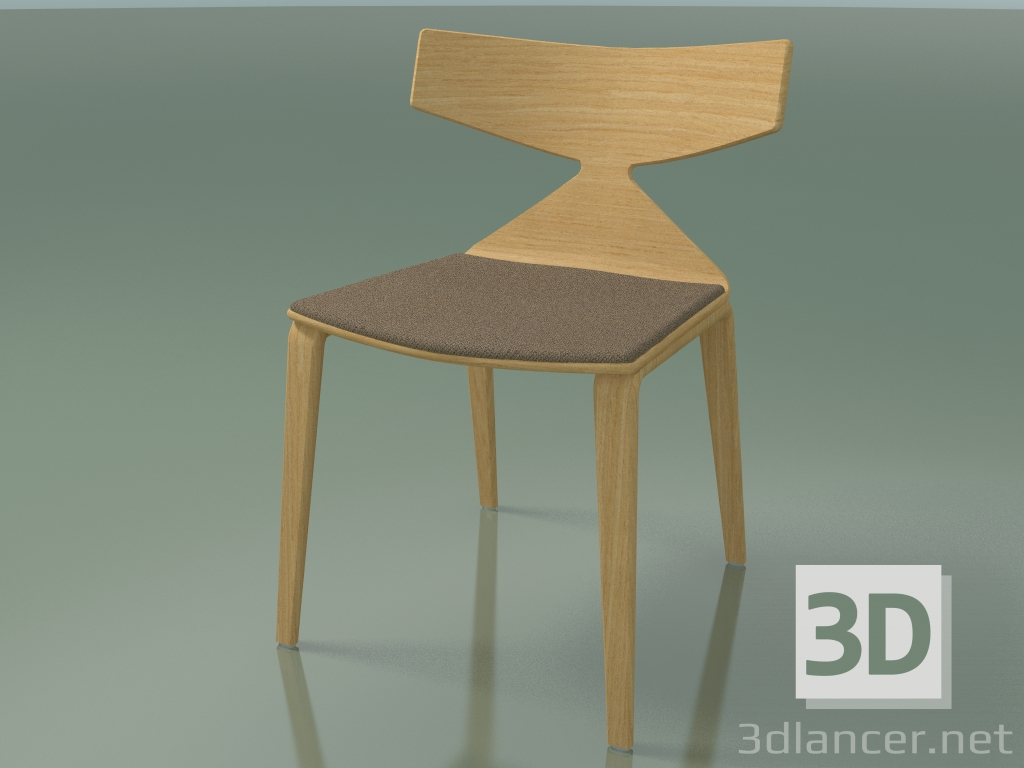 3D modeli Sandalye 3714 (4 ahşap ayak, koltukta yastık, Doğal meşe) - önizleme