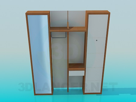 3d model Wooden wardrobe in the hallway - preview