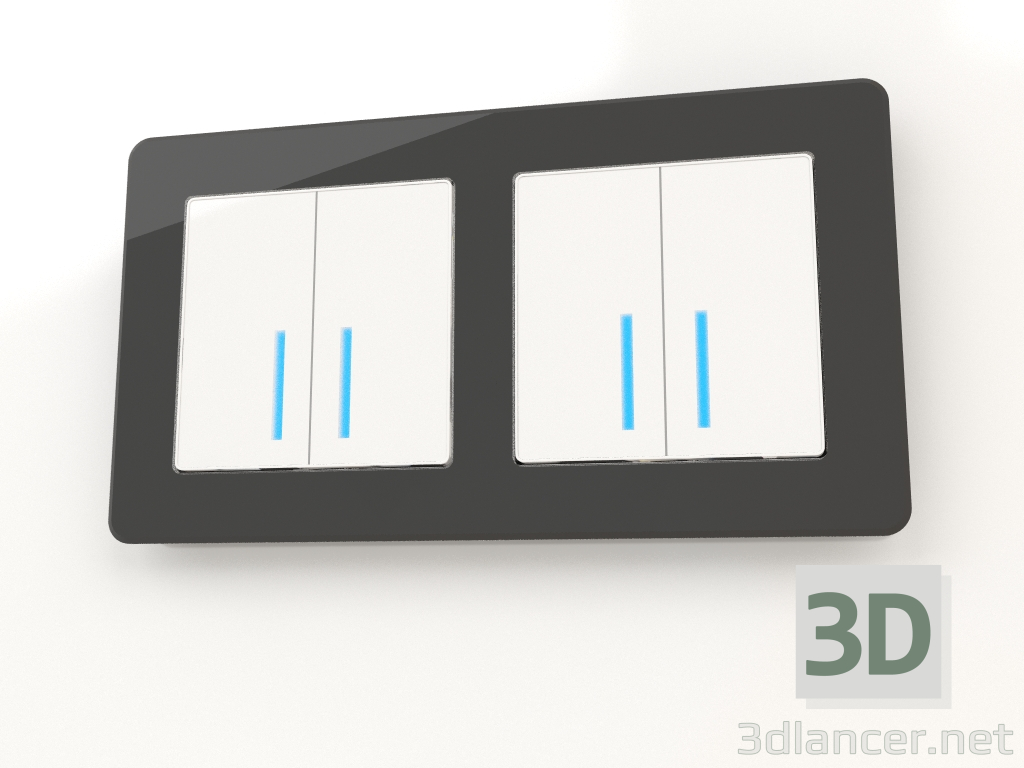 3d model Marco para 2 postes Acrílico (negro) - vista previa