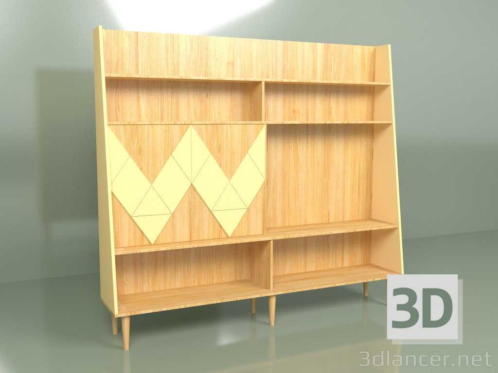 modello 3D Wall Woo Wall dipinto (giallo ocra) - anteprima