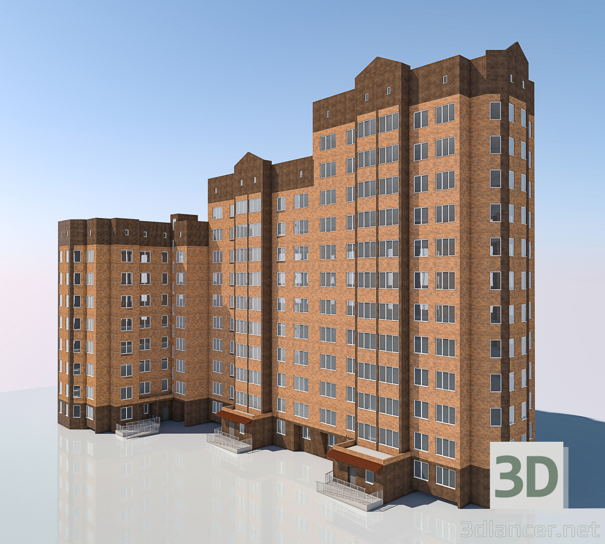 modèle 3D Bâtiment à plusieurs étages à Dedovsk - preview