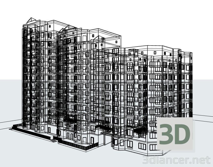 3D modeli Dedovsk'ta çok katlı bina - önizleme