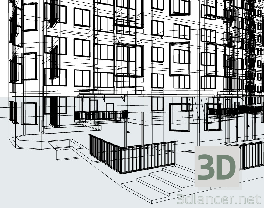 3d модель Многоэтажное здание в г. Дедовск – превью