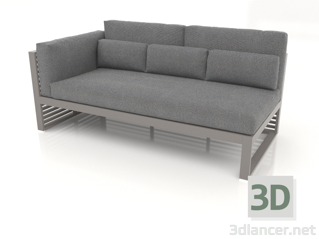 modèle 3D Canapé modulable, section 1 gauche, dossier haut (Gris quartz) - preview