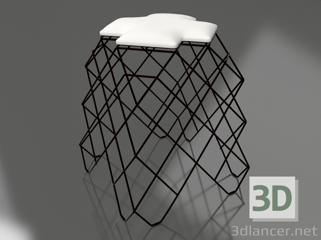 modèle 3D Tabouret bas (Noir) - preview