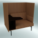 3d model Armchair with high back and table Outline, left (Refine Cognac Leather, Black) - preview