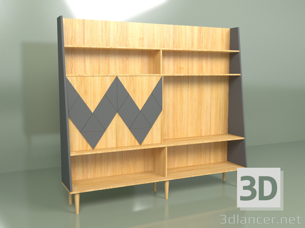 Modelo 3d Parede Woo Parede pintada (cinza escuro) - preview