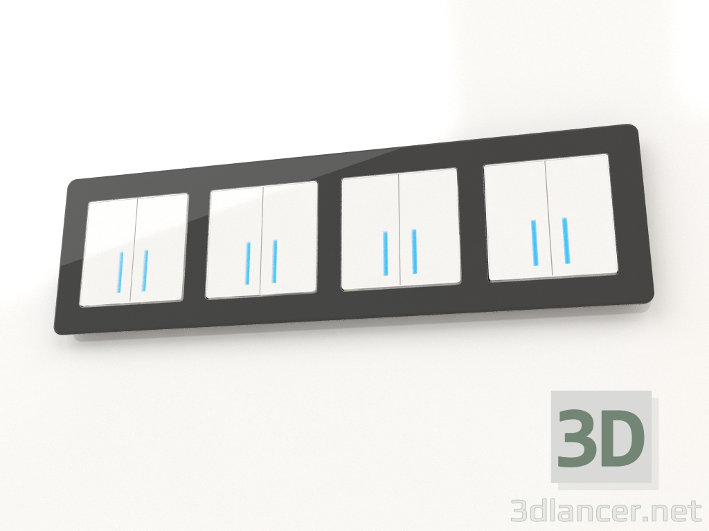 3D modeli 4 direk için çerçeve Akrilik (siyah) - önizleme