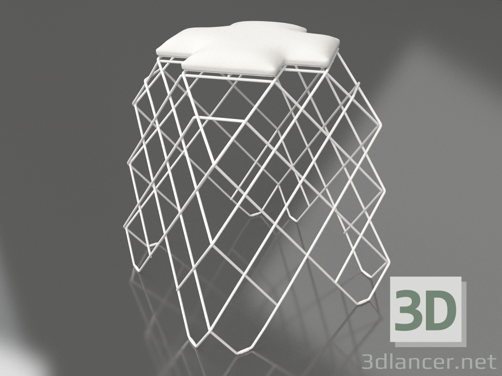 3d model Taburete bajo (Blanco) - vista previa