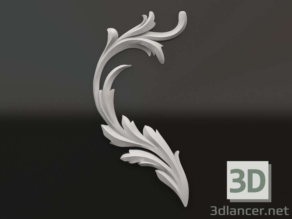 Modelo 3d Elemento decorativo de gesso DE 037 A (156x76) - preview