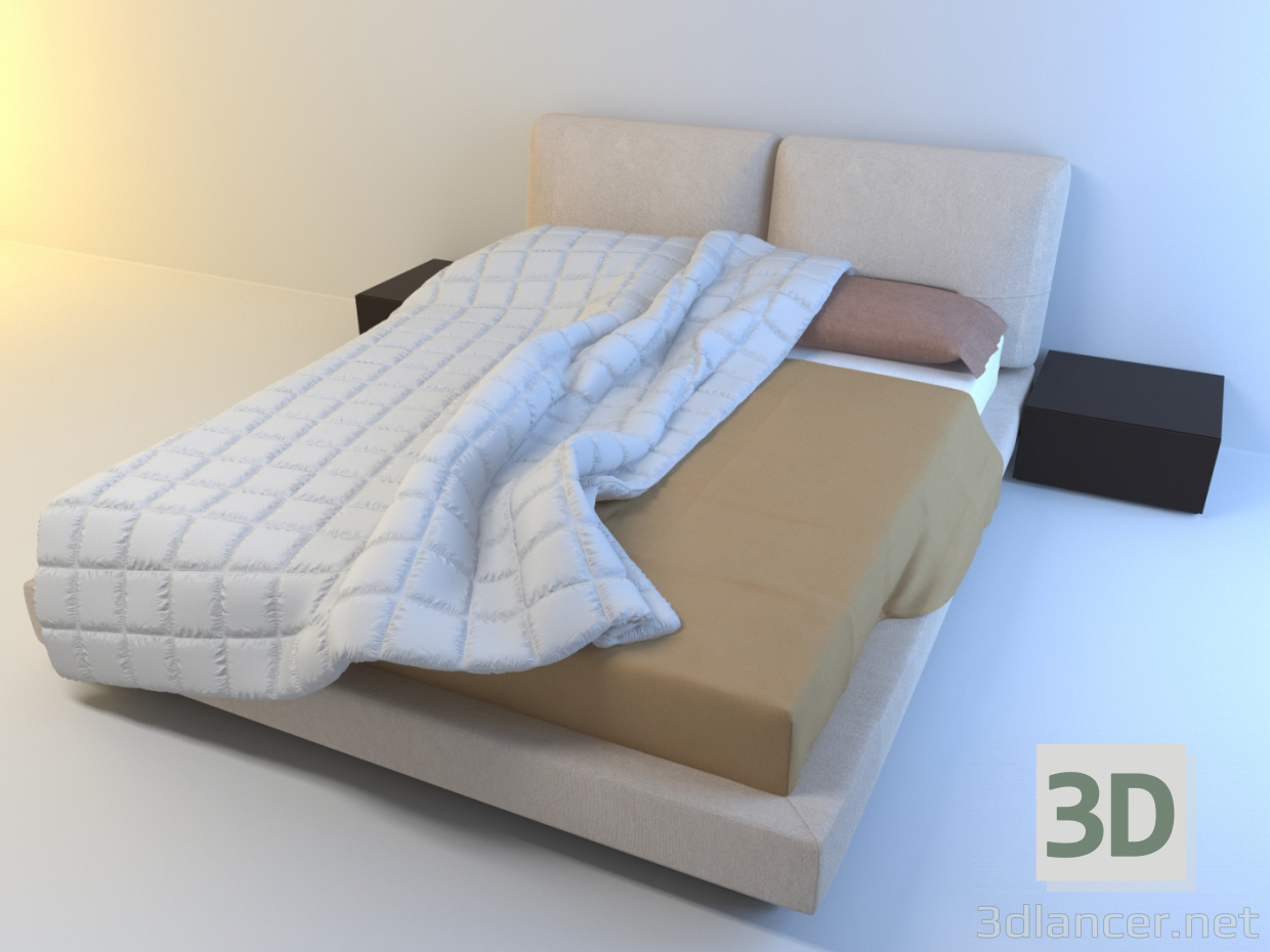 3d model Cama matrimonial - vista previa