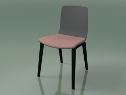 Silla 3979 (4 patas de madera, polipropileno, con una almohada en el asiento, abedul negro)