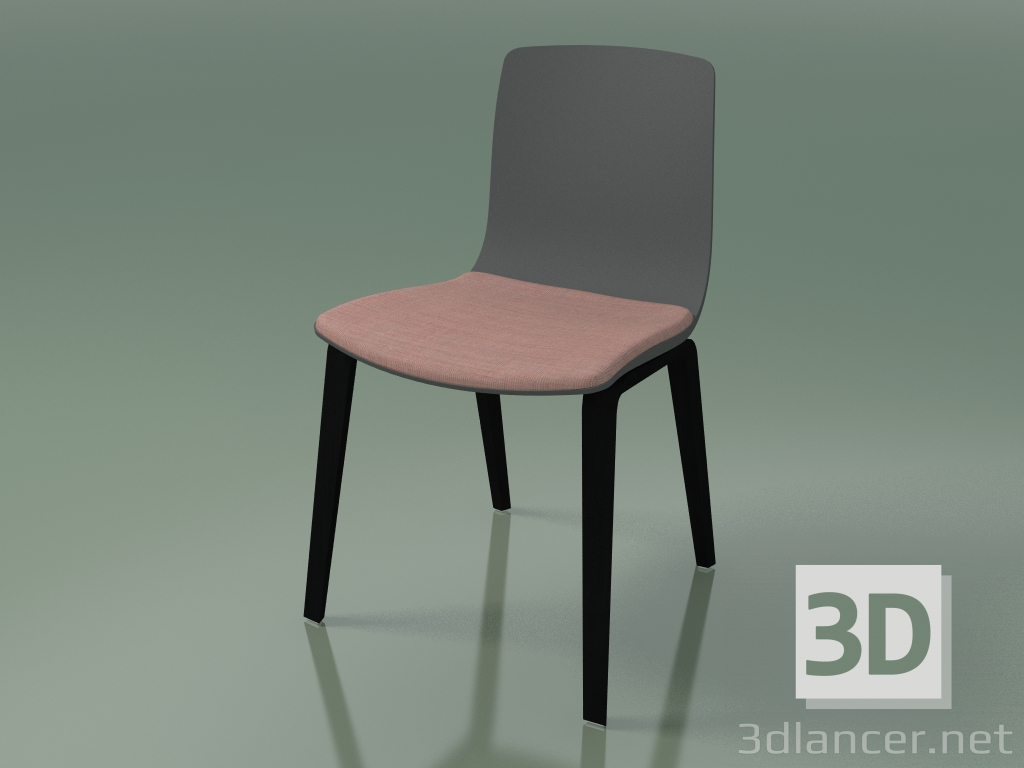 3D modeli Sandalye 3979 (4 ahşap ayak, polipropilen, koltukta bir yastık ile, siyah huş ağacı) - önizleme