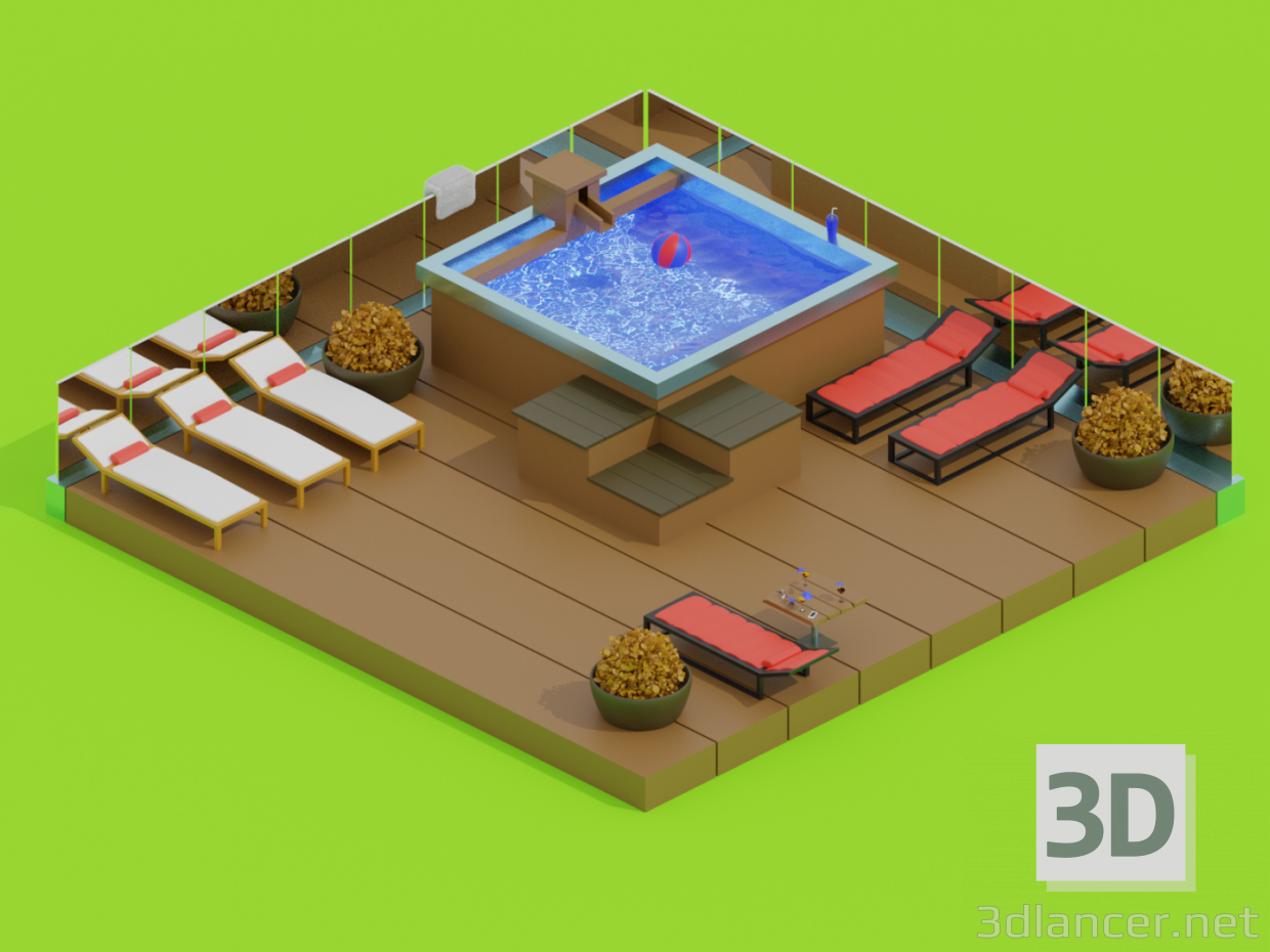 modèle 3D de Piscine moderne acheter - rendu