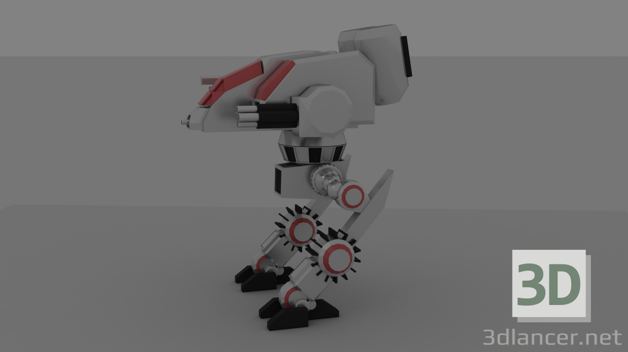 3d steel fighting robot model buy - render