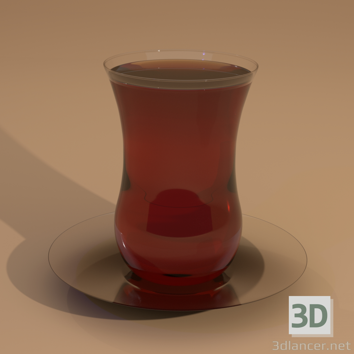 Vaso turco de vidrio con plato 3D modelo Compro - render