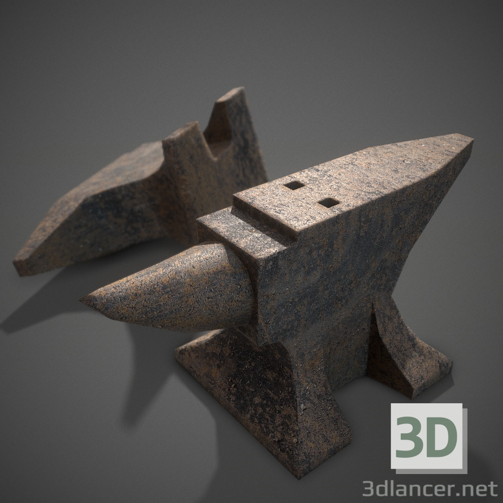 3d Ржавая наковальня pbr Low-poly 3D модель модель купить - ракурс