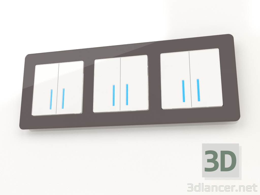 modèle 3D Cadre acrylique pour 3 poteaux Acrylique (graphite) - preview