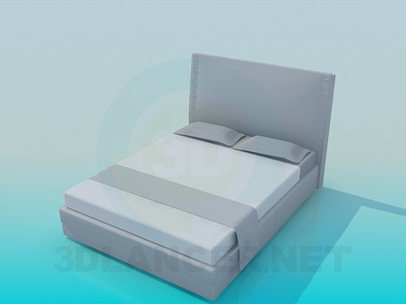 3d model Cama doble con cabecera alta - vista previa