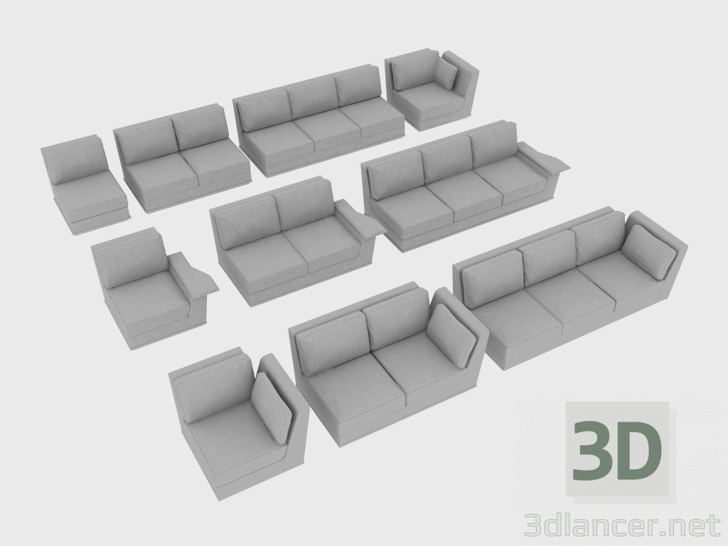 3d model Elements of a sofa modular NOBU - preview