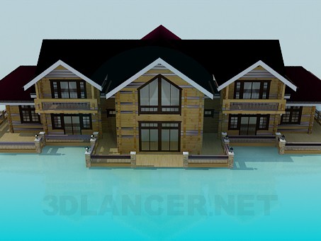 modello 3D Cottage con registro - anteprima