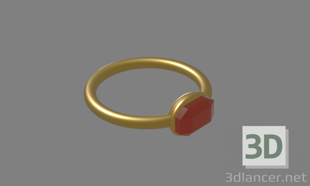 anillo con rubin 3D modelo Compro - render