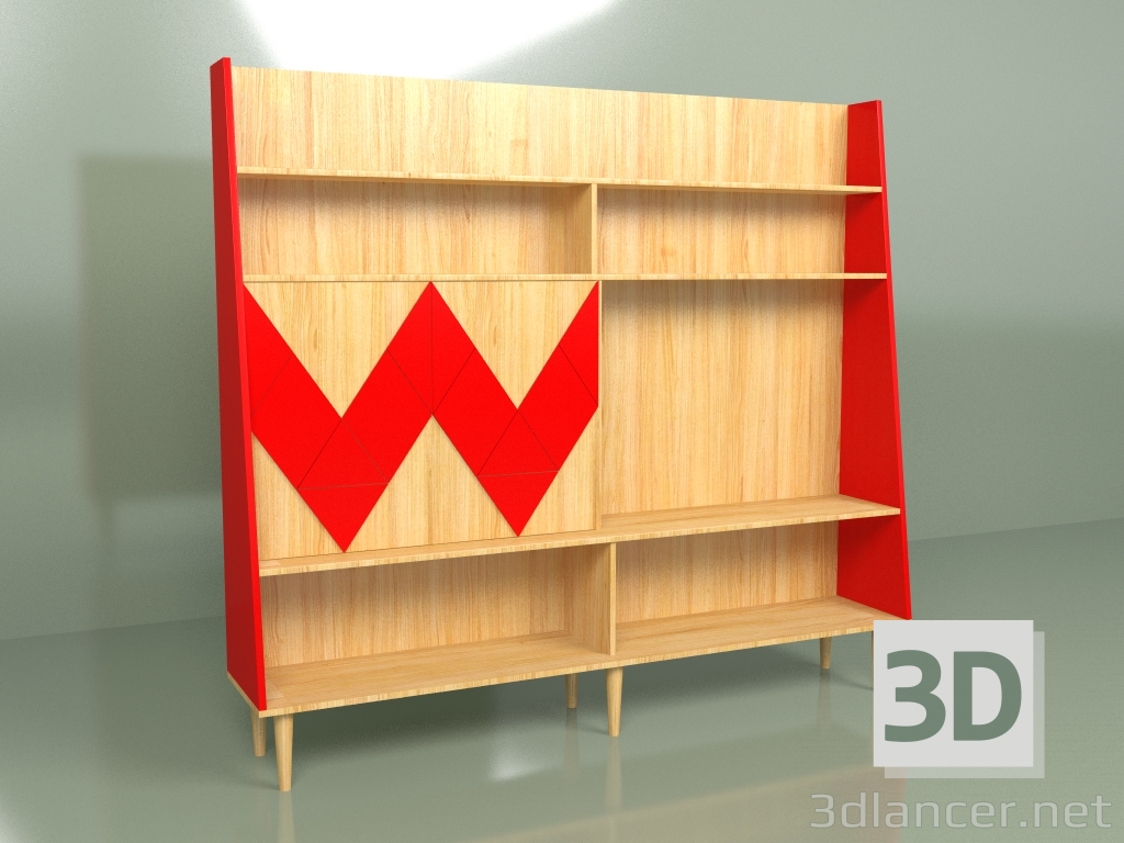 3d model Wall Woo Wall pintado (rojo) - vista previa