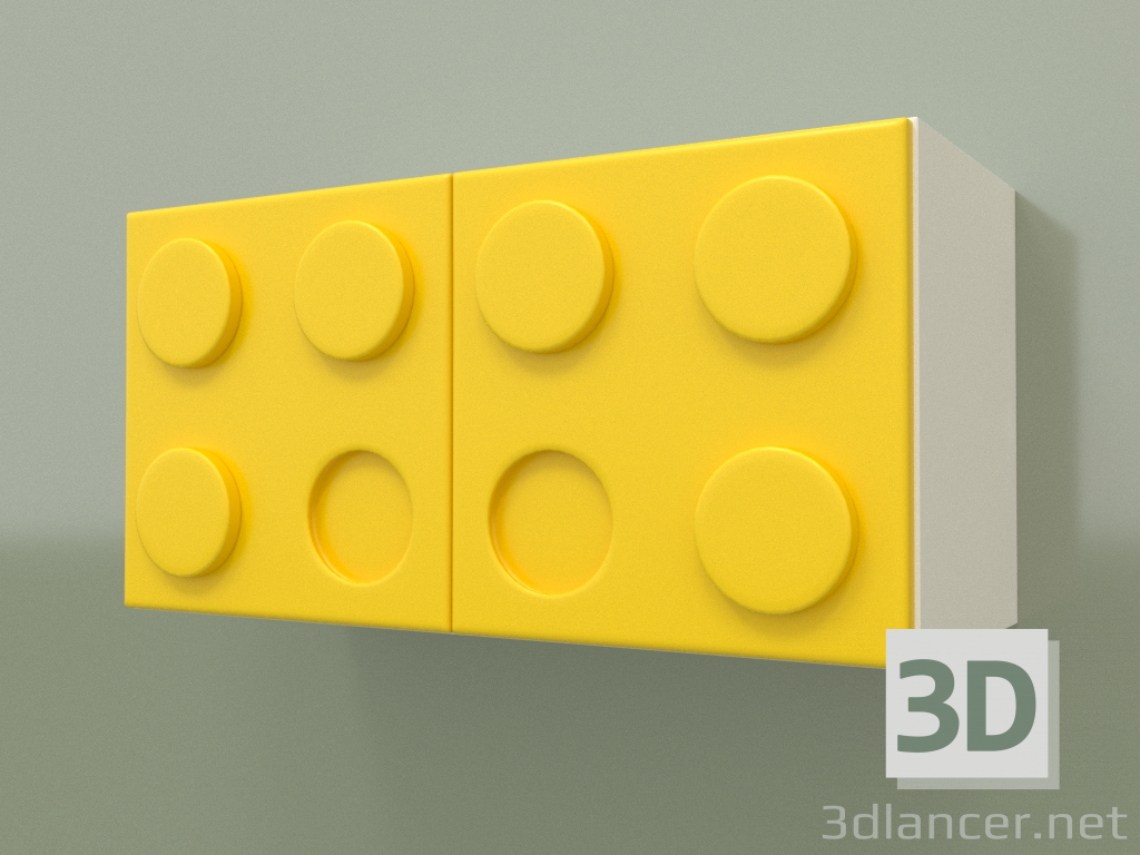 modèle 3D Étagère murale horizontale pour enfants (Jaune) - preview