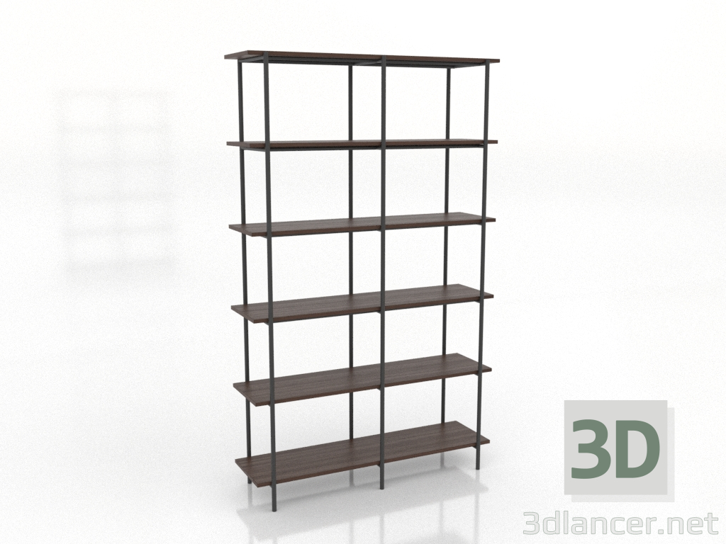 3D Modell Rack 4 1200X350X1950 mm (Nussbaum dunkel) - Vorschau 3D Modell Rack 4 1200X350X1950 mm (Nussbaum dunkel) - Vorschau