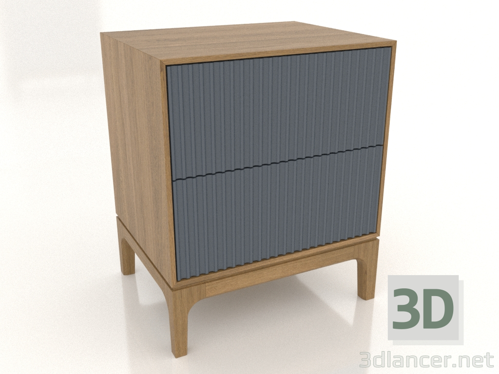 3d model Bedside table FARGO 2 drawers with milled facades (slate, natural oak, option 1) - preview