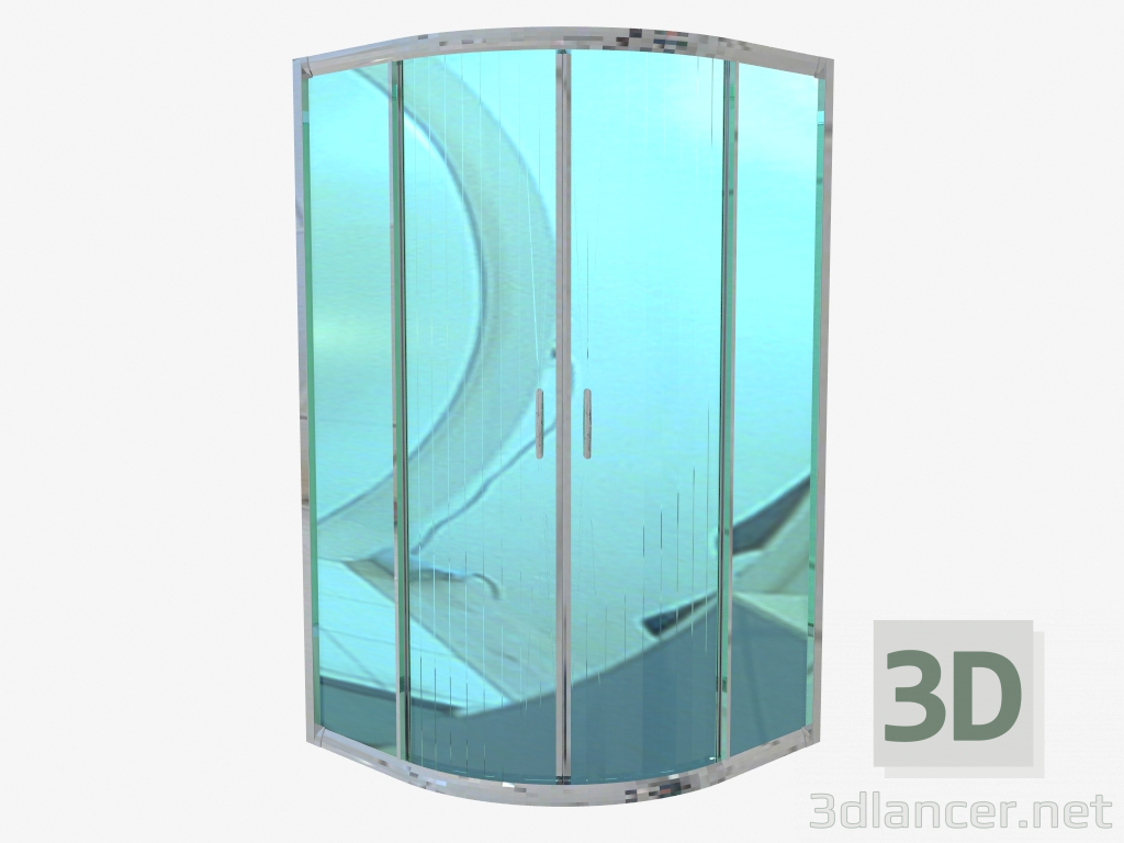 modello 3D Cabina semicircolare di quattro bicchieri 90 cm, vetro grafite Funkia (KYP 453K) - anteprima