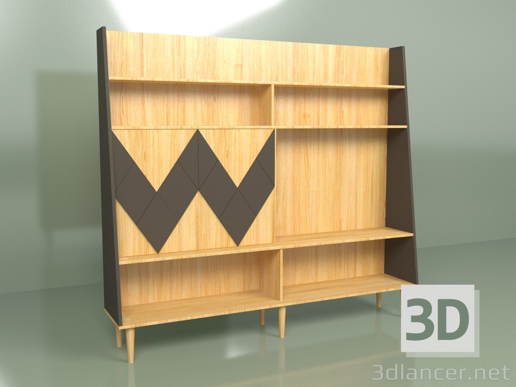 3d model Wall Woo Wall painted (dark brown) - preview