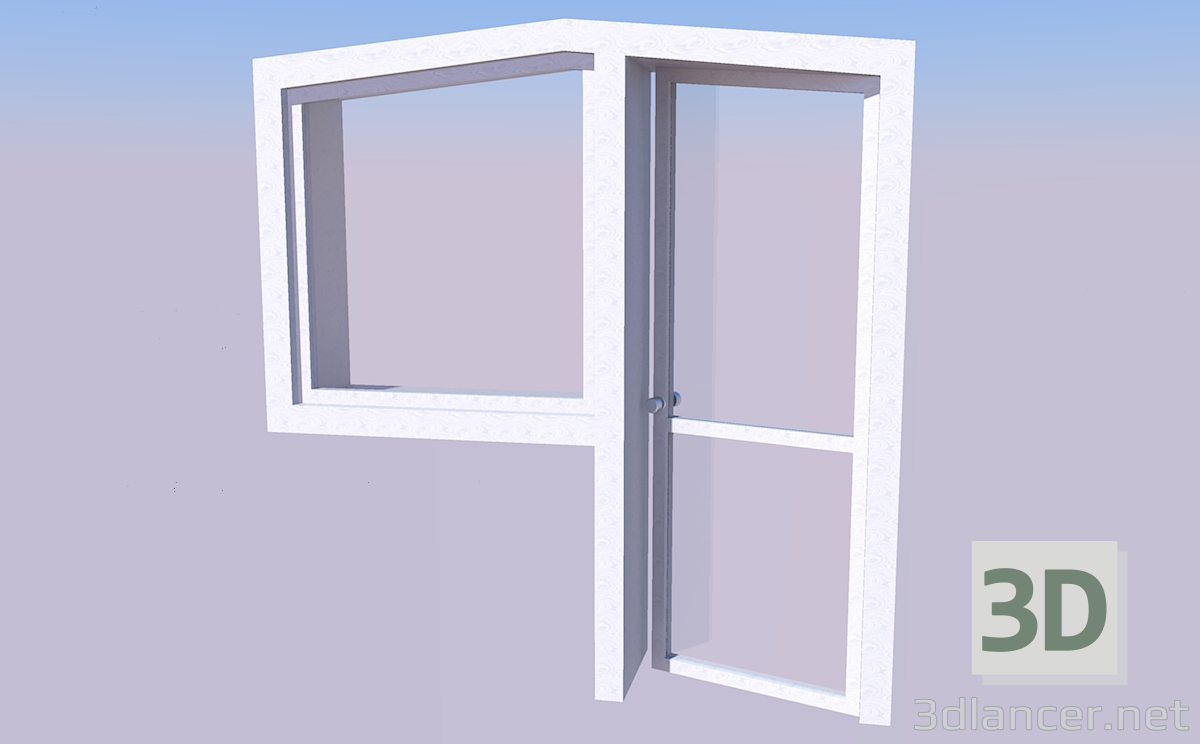 3D modeli Pencereli kapı - önizleme