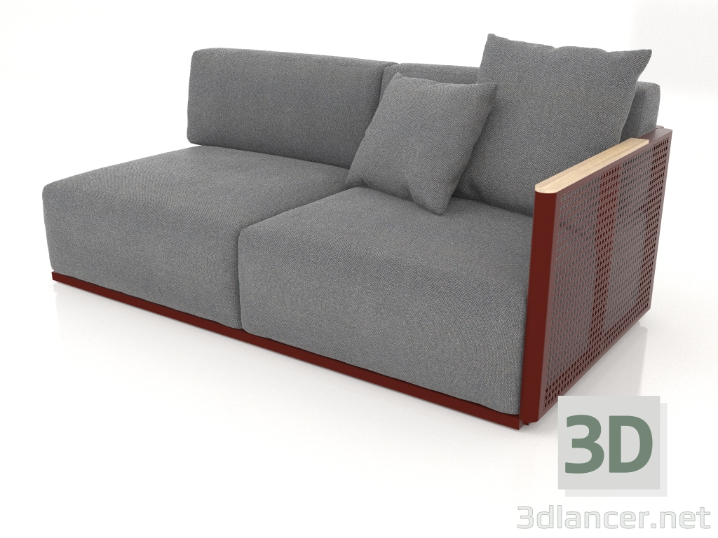 3d model Módulo sofá sección 1 derecha (Rojo vino) - vista previa