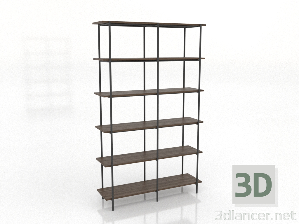 3d модель Стеллаж 4 1200Х350Х1950 мм (освещенный пепельный орех) – превью